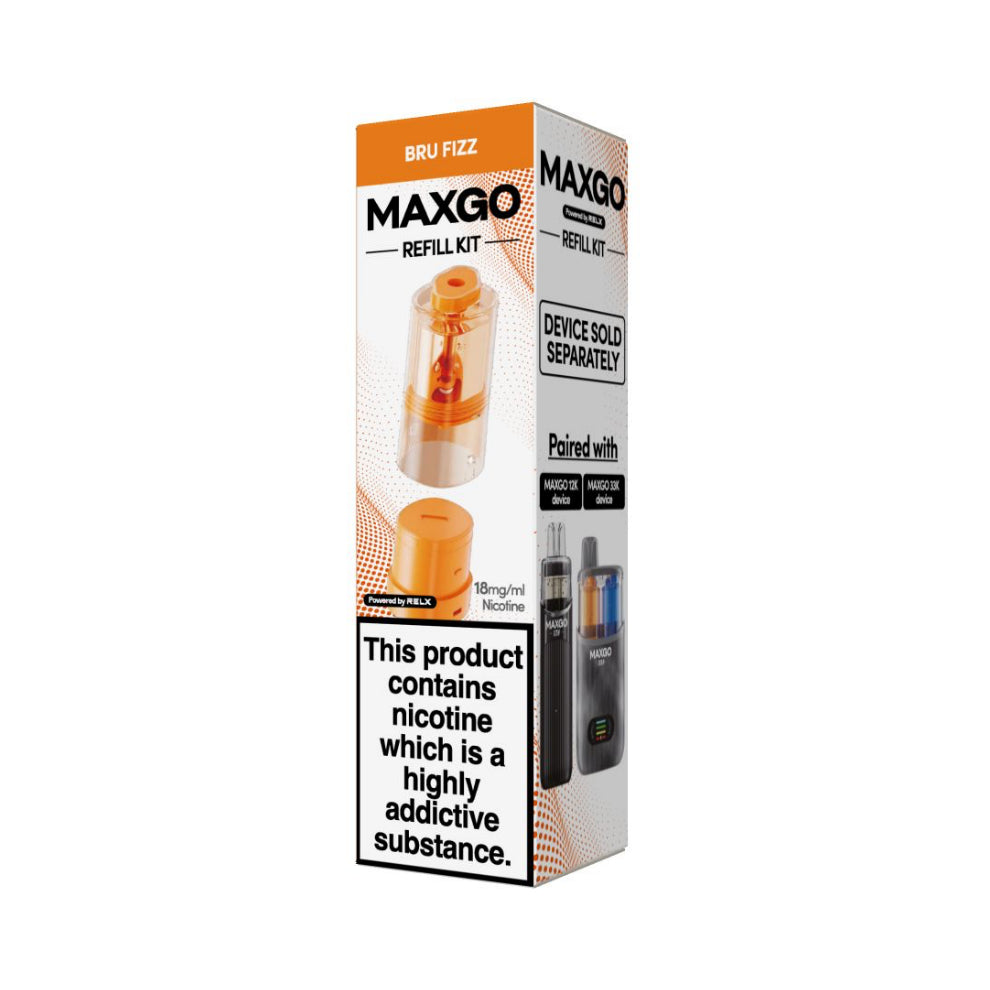 Bru Fizz Relx Maxgo 33K Replacement Pods | Only 4.99! VapehouseUK Bru Fizz Relx Maxgo 33K Replacement Pods | Only 4.99! VapehouseUK