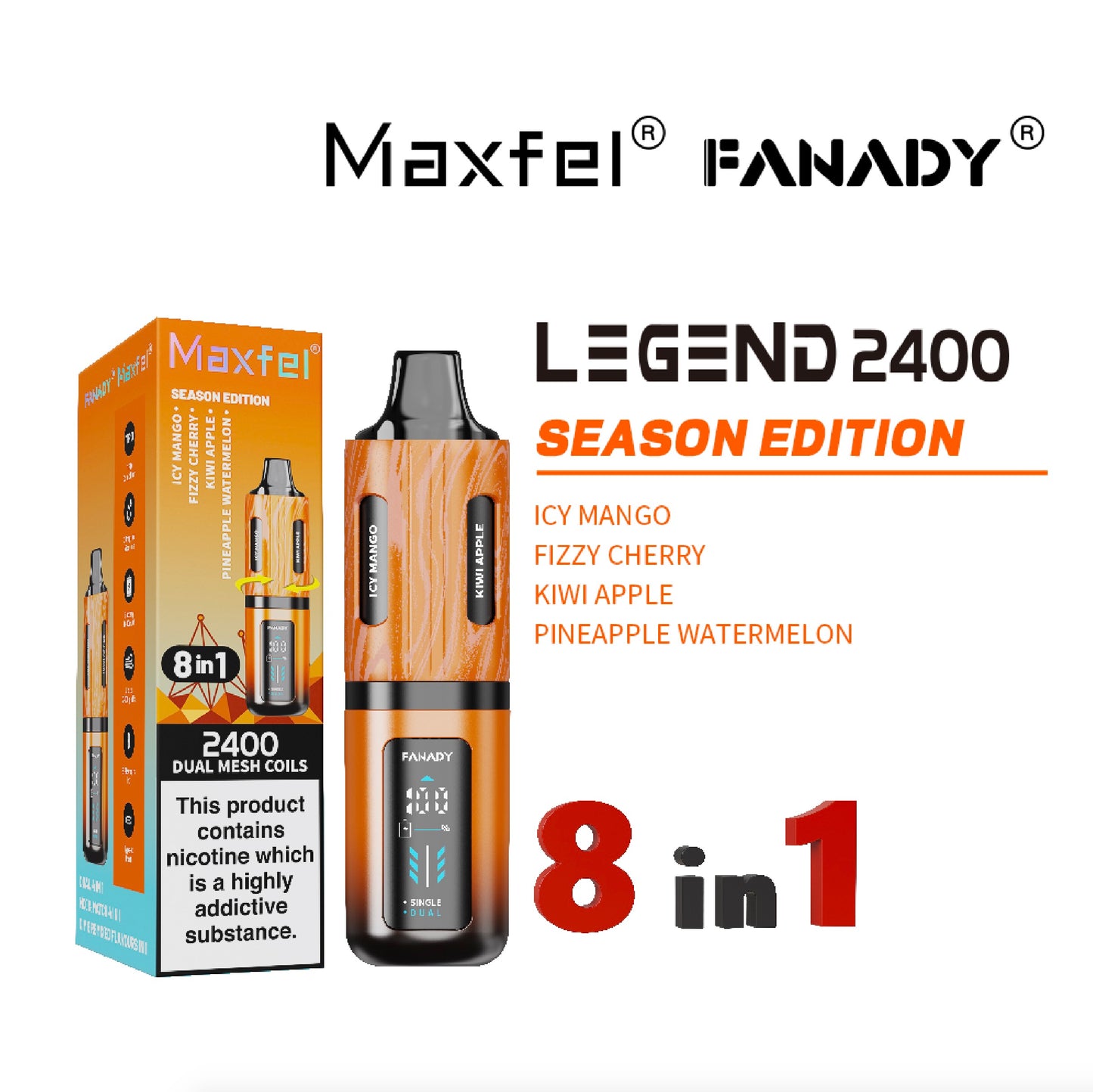 Maxfel 8 In 1 Fanady Legend 2400 Puffs