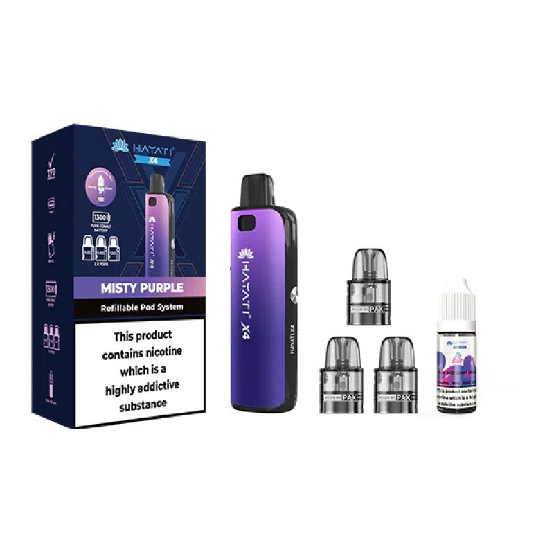 Hayati X4 Misty Purple Pod System | Free Nic Salt Included! VapehouseUK Hayati X4 Misty Purple Pod System | Free Nic Salt Included! VapehouseUK