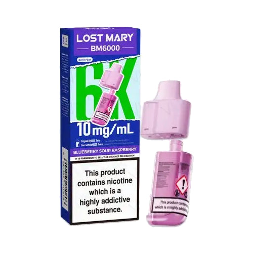 Blueberry Sour Raspberry – 10mg Lost Mary BM6000 Refill Pods