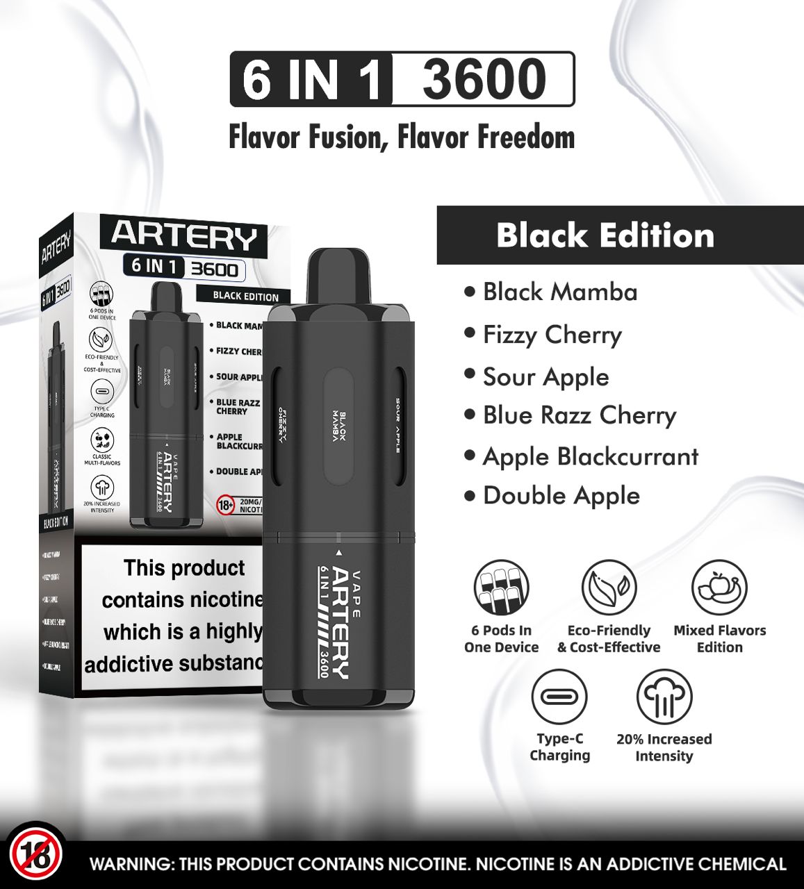 Artery 6 In 1 Pod Kit 3600 Puffs