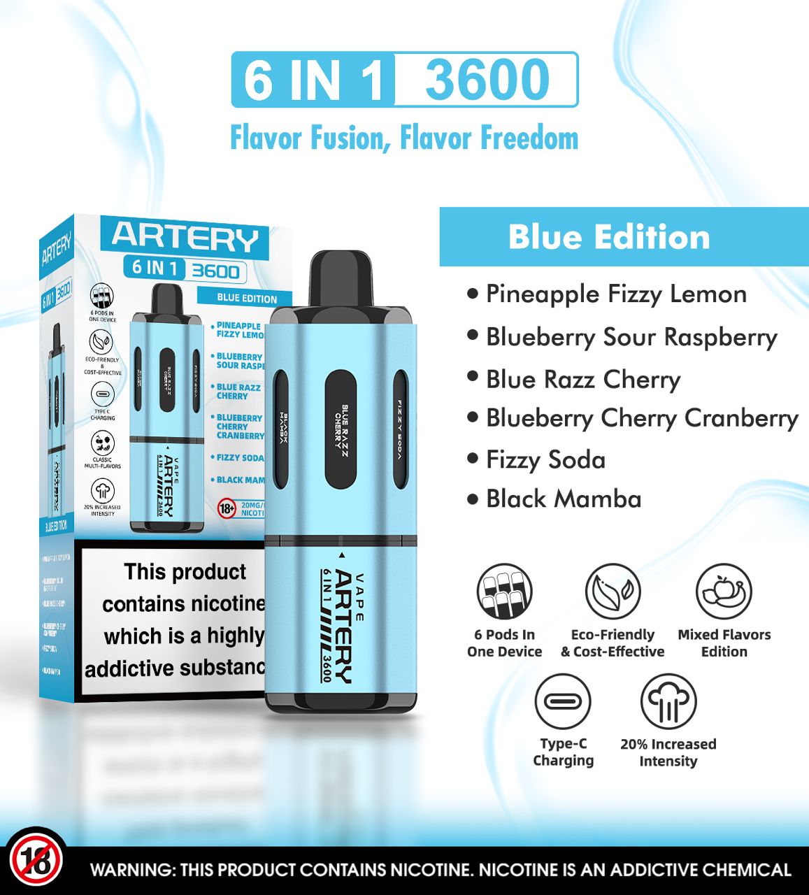 Artery 6 In 1 Pod Kit 3600 Puffs