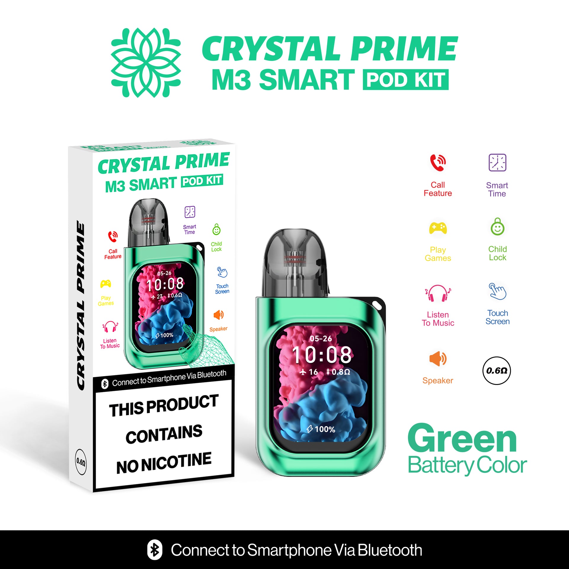 crystal prime smart vape Crystal Prime M3 Smart Pod Kit main image 0