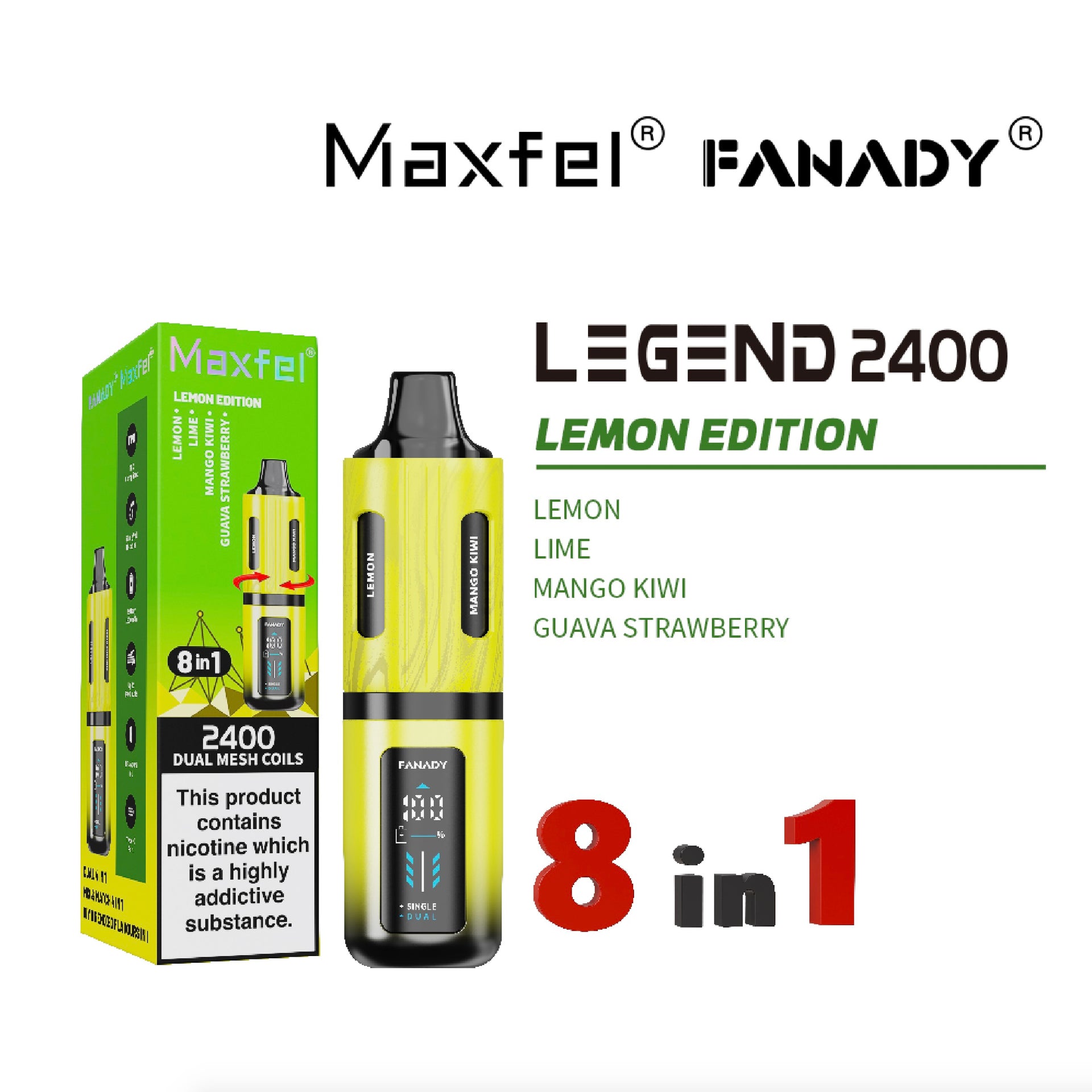 elfbar elfa master akku Maxfel 8 In 1 Fanady Legend 2400 Puffs