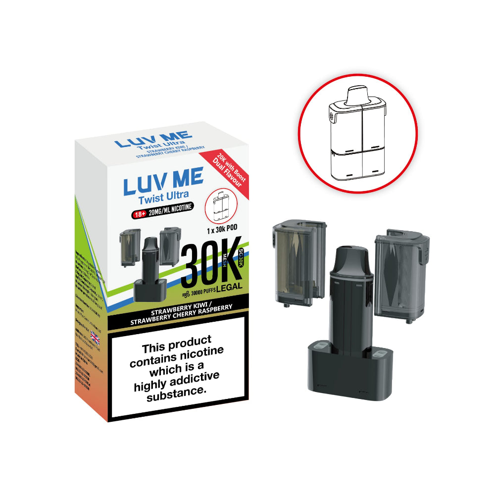 Strawberry Kiwi / Strawberry Cherry Raspberry - Luv Me 30K Refill Pods