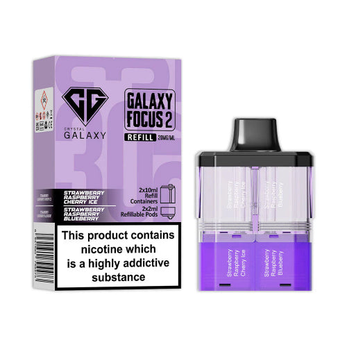Strawberry Raspberry Cherry Ice / Strawberry Raspberry Blueberry Crystal Galaxy Focus 2 30K Refill Pods